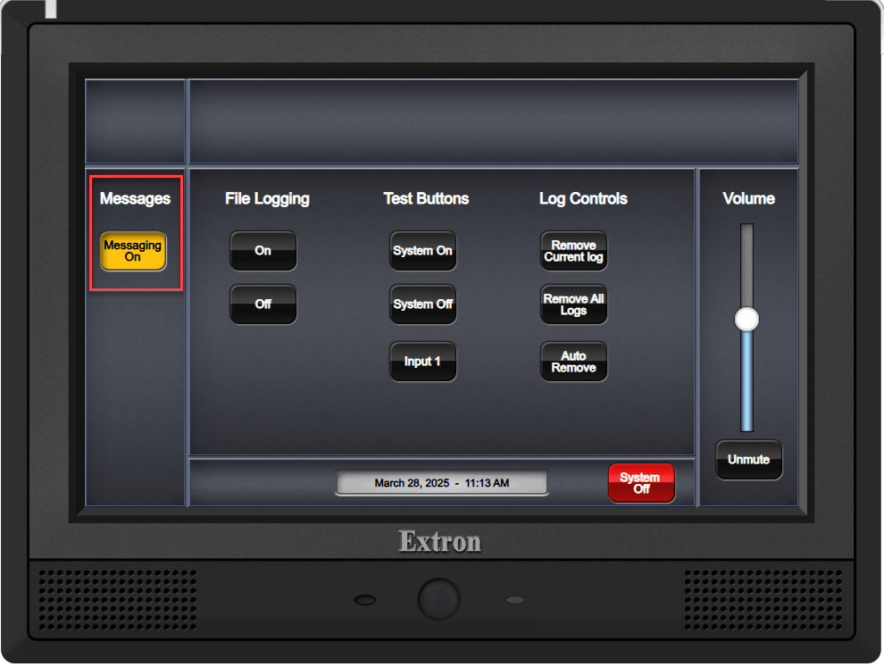 Messaging On on touch panel