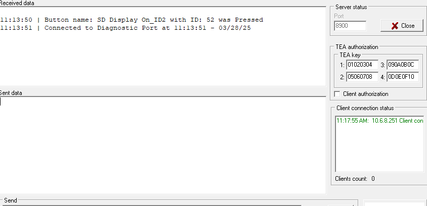 TCP server - Connected status